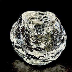 Vintage 3.5” clear lead  crystal “SnowBall” votive candle holder by KOSTA BODA